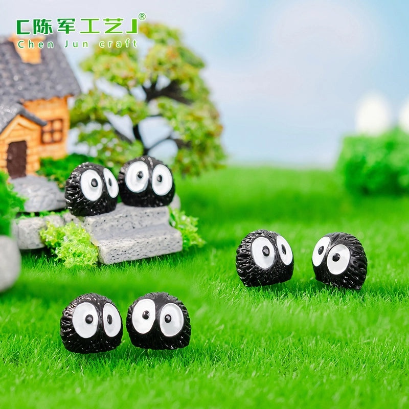 100 Pieces Mini Black Bristle Dust Elf for Micro Landscape Succulent DIY Decoration Accessories|Garden Decor