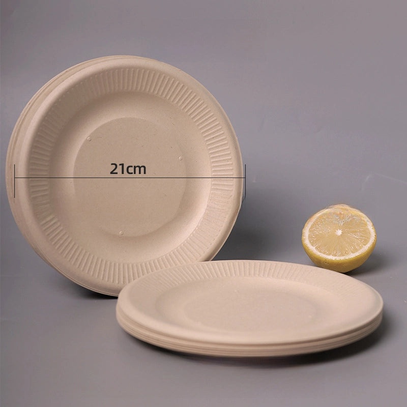 Disposable Biodegradable Sugarcane Pulp Paper Plates Thickened Dinner Plates for BBQ Cake Kindergarten DIY | Party Supplies & Disposable Tablewar