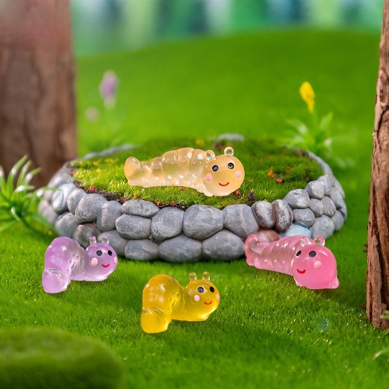 Glowing Moss Micro Landscape with Realistic Caterpillar for Succulent Garden DIY Decorative Miniature Ornaments|Garden Decor Accessories