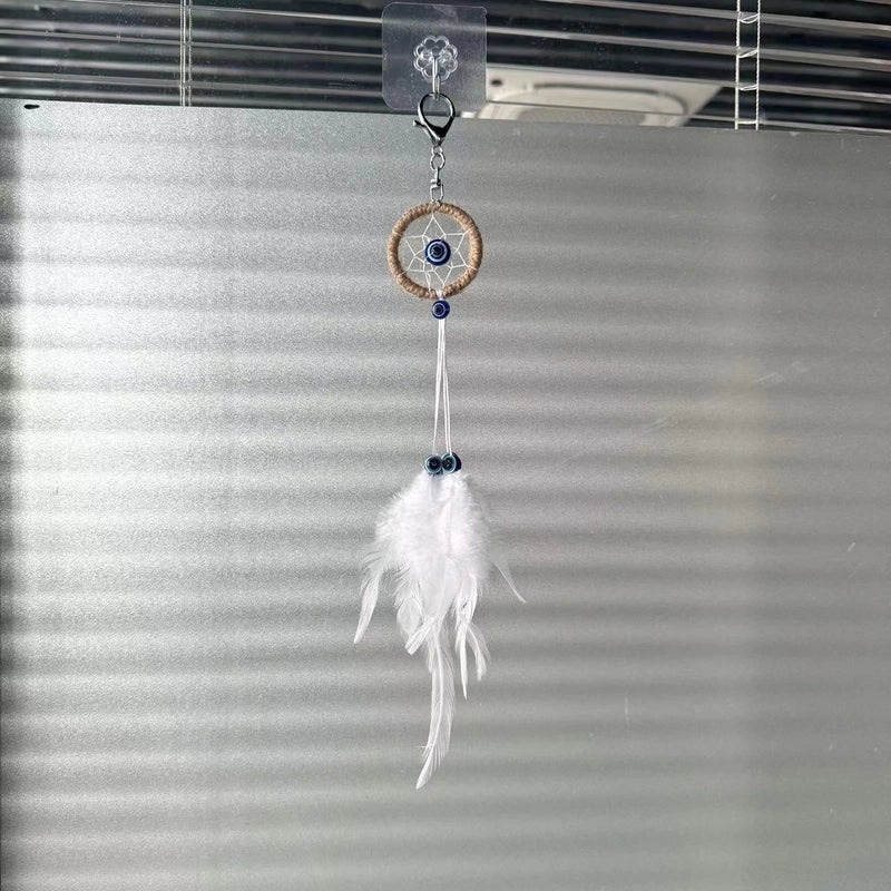 Bohemian Dream Catcher Keychain with Feather and Evil Eye Charm|Accessories & Keychains