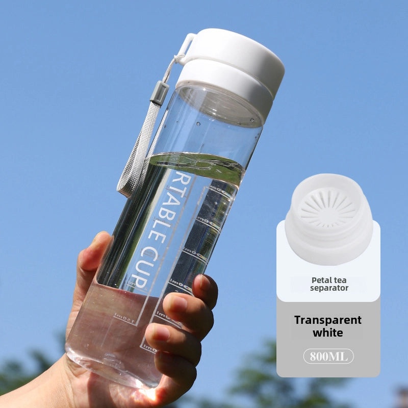 Large-capacity Outdoor Sports Water Bottle with Frosted Plastic Portable Rope Customizable Tea Drain Cup|运动水壶