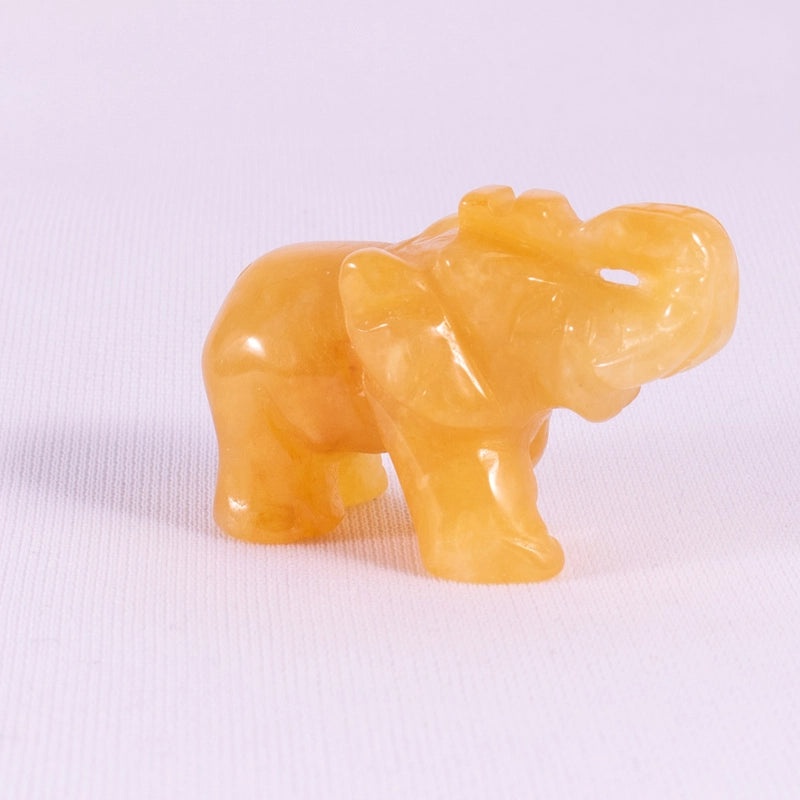 Elegant Minimalist Elephant Figurine with Tiger Eye Gemstone | Home Decor Ornaments