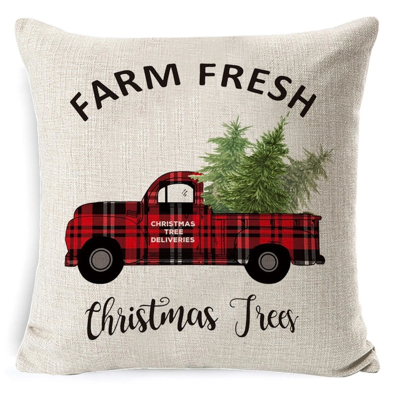 Christmas Linen Pillow Cover for Living Room Office Car Sofa Waist Cushion|Home Decor Cushions