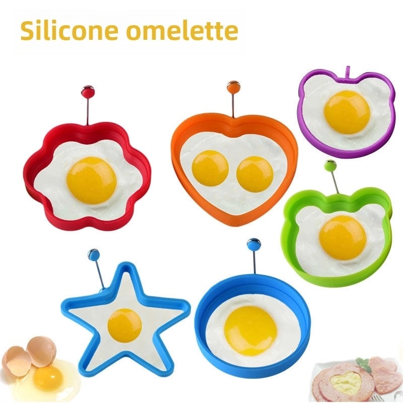 Five-star Heart Silicone Omelette Mold Round Pancake Ring Egg Cake Baking Tool|Kitchen Tools & Utensils