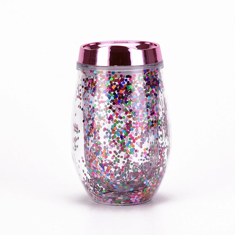 U-Shaped Eggshell Double Sequin Water Thermos Cup | Drinkware & Tumblers
