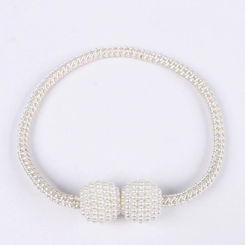 Retro Elegant Geometric Pearl Curtain Tieback for Home Decor