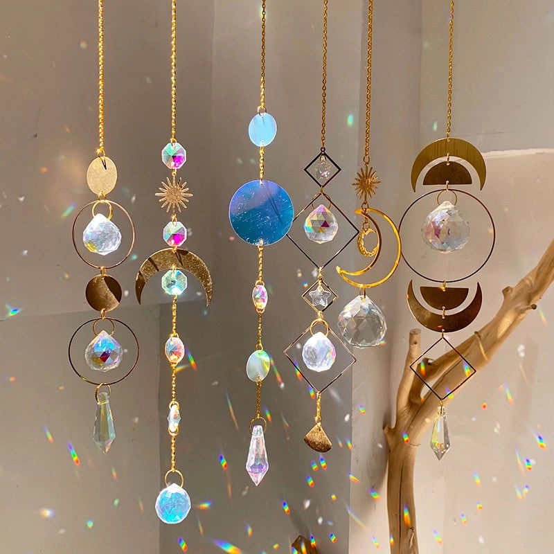 Geometric Moon Crystal Pendant Minimalist Wall Decor|Home Decor