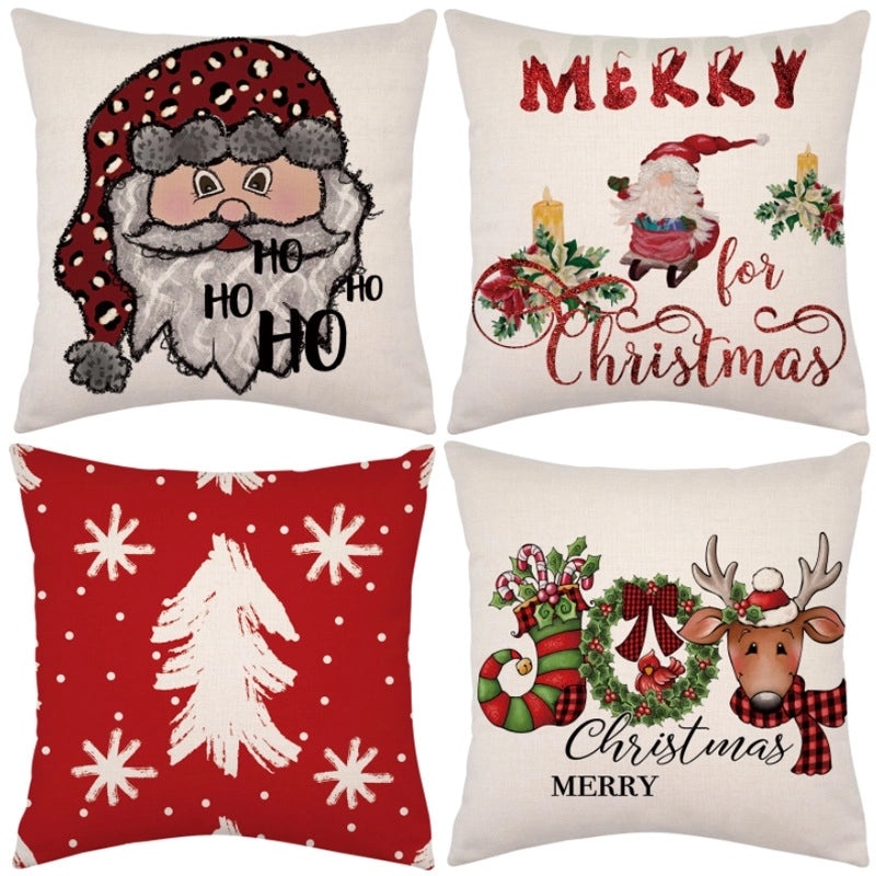 Holiday Linen Christmas Pillow Cover Single-sided Decorative Cushion Case|Home Decor