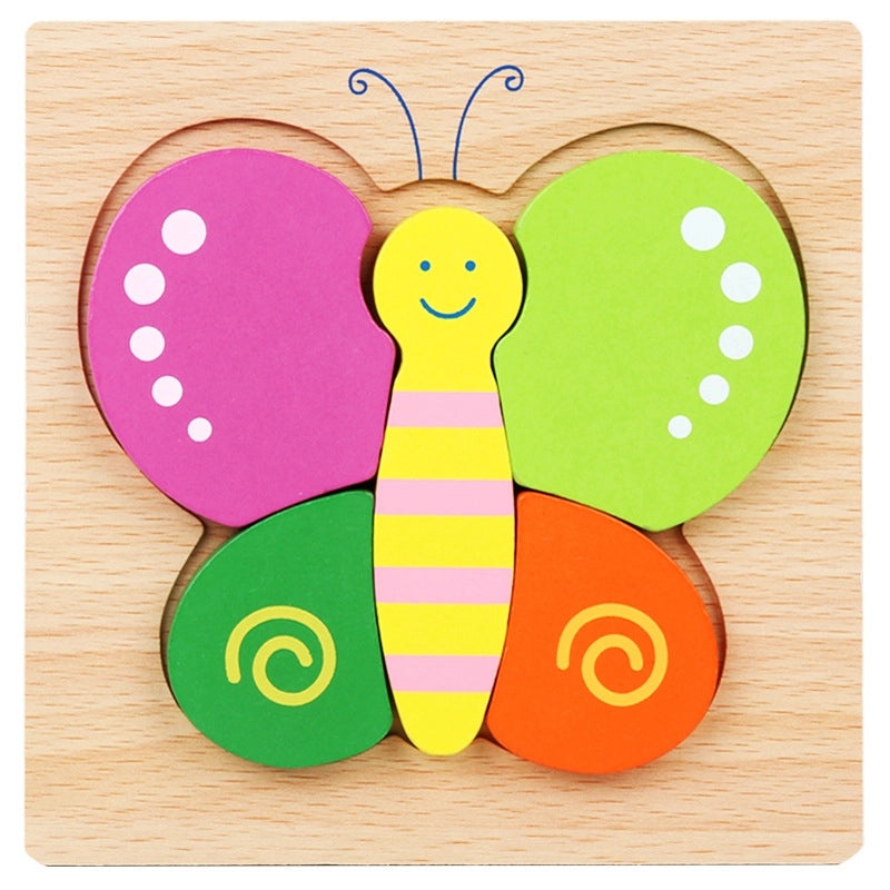 Wooden 3D Animal Puzzle for Kids Early Learning Handheld Board Cartoon Educational Toy | Educational Toys & Games