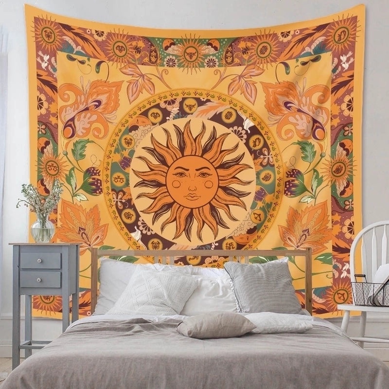 Bohemian Psychedelic Sunflower Printed Tapestry Wall Hanging | Home Decor & Wall Art