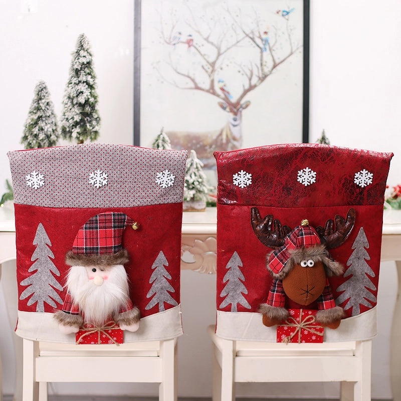 Nordic Christmas Santa Elk Chair Covers Nonwoven PP Cotton Cartoon Style Festival Decor|Holiday Party Decorations