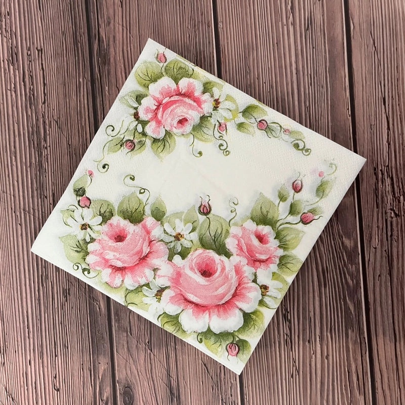 Rustic Floral Printed Wood Pulp Napkins|Home & Living > Kitchen & Dining > Paper Napkins