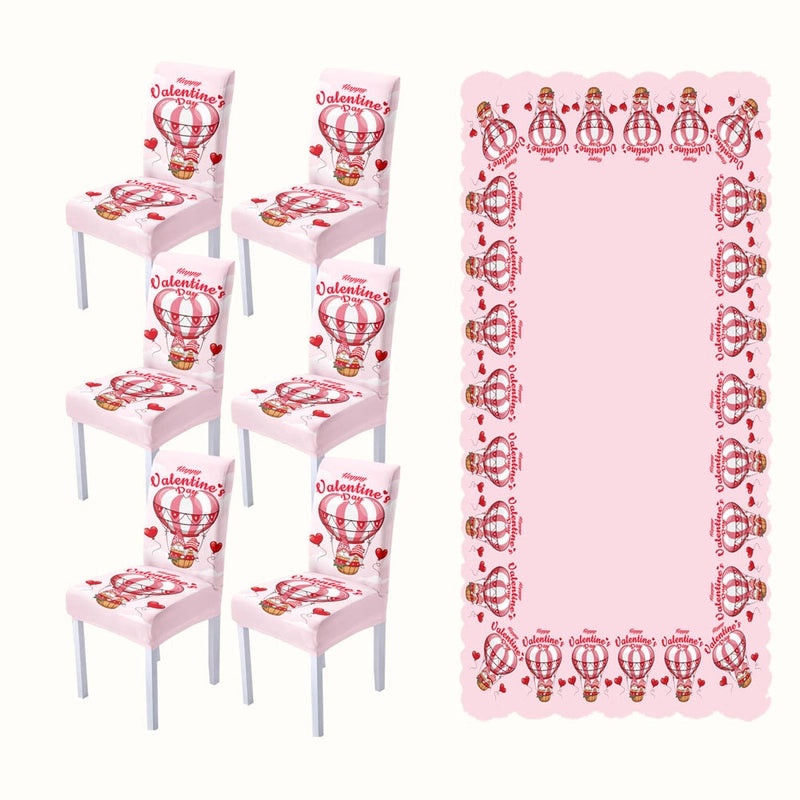 Romantic Polyester Chair Cover Pink Heart Pattern Valentine's Day Decor