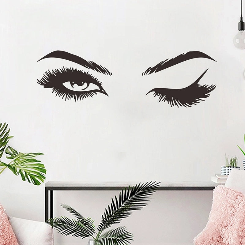 Sexy Beauty Wall Sticker Open and Closed Eyes Eyelash Vinyl Letters Fx2039|Home Decor Wall Decals