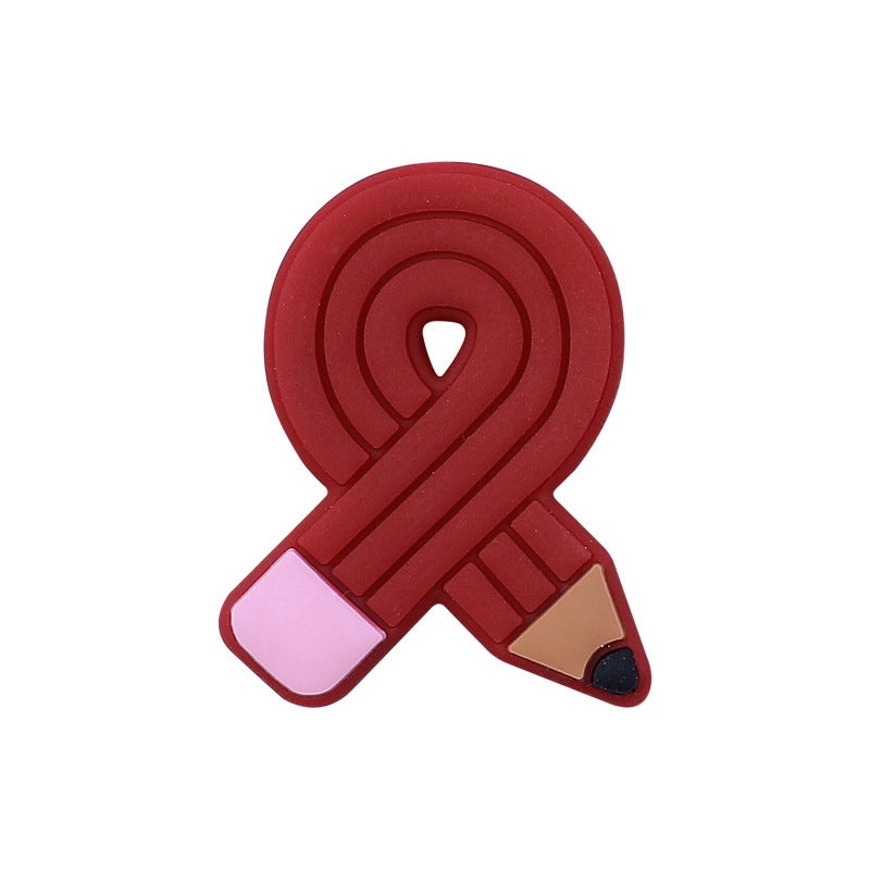 Rainbow Pencil Silicone Beads for DIY Jewelry Making Kids Cartoon Blackboard Loose Beads|Children's Craft Supplies