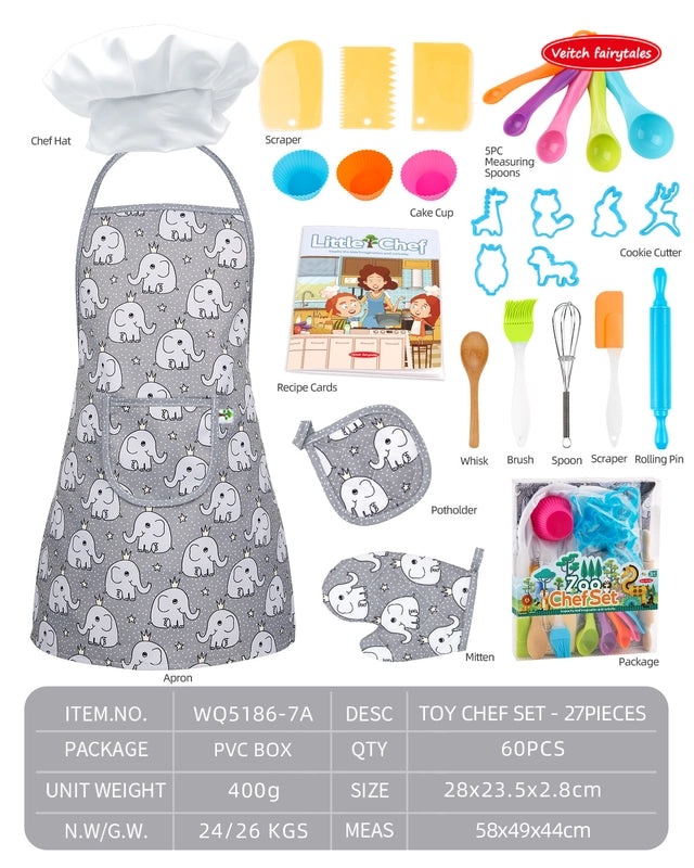 Kids Play Kitchen Set with Baking Tools Apron and Chef Hat for Girls|Toys & Games - Role Play & Dress Up
