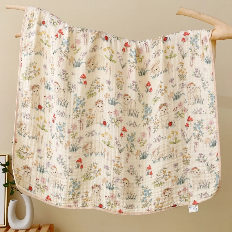 Double Layer Cotton Cartoon Baby Bath Towel Soft Gauze Blanket Multi-Use Air Conditioning Quilt|Baby Bath & Bedding