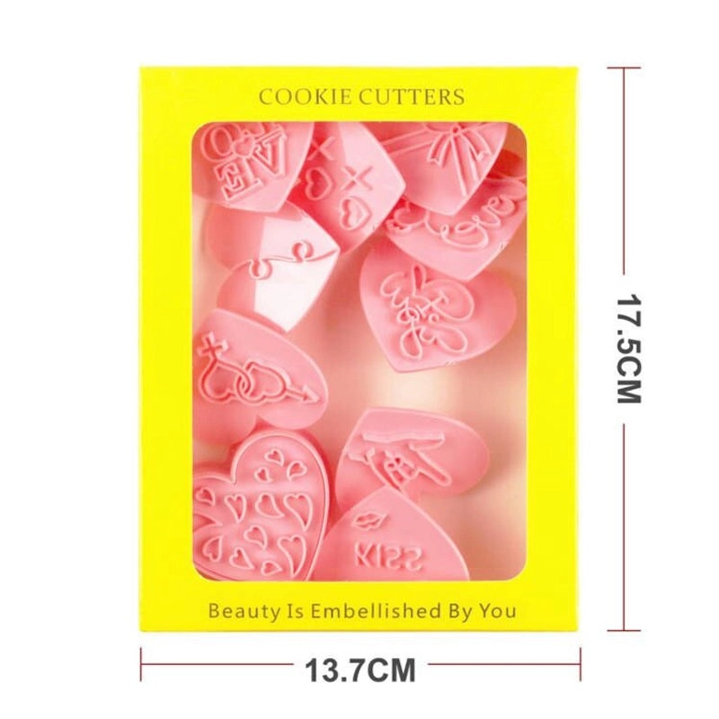 Valentine's Day Heart-Shaped Plastic Bakeware Set 10 Pieces | Kitchen & Dining