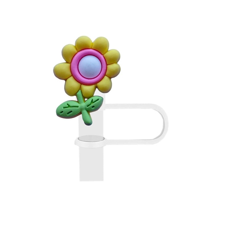 Adorable Floral PVC Straw Cap for Drinks 1 Piece | Drink Accessories