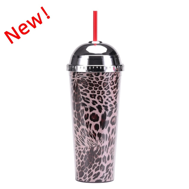 24oz Leopard Print Color Changing Semicircle Lid Large Capacity Portable Plastic Tumbler | Drinkware & Tumblers