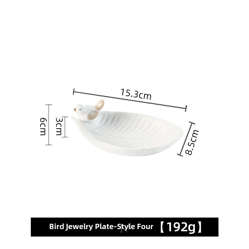 Ceramic Bird Jewelry Tray Cute Dim Sum Plate Creative Storage Rack Soap Dish Light Luxury Organizer|Jewelry Storage & Organization