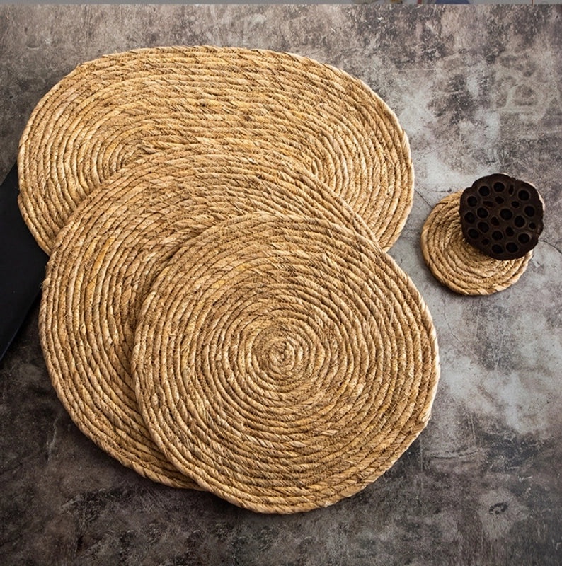 Simple Plain Straw Placemat for Everyday Use|Home & Living Tableware