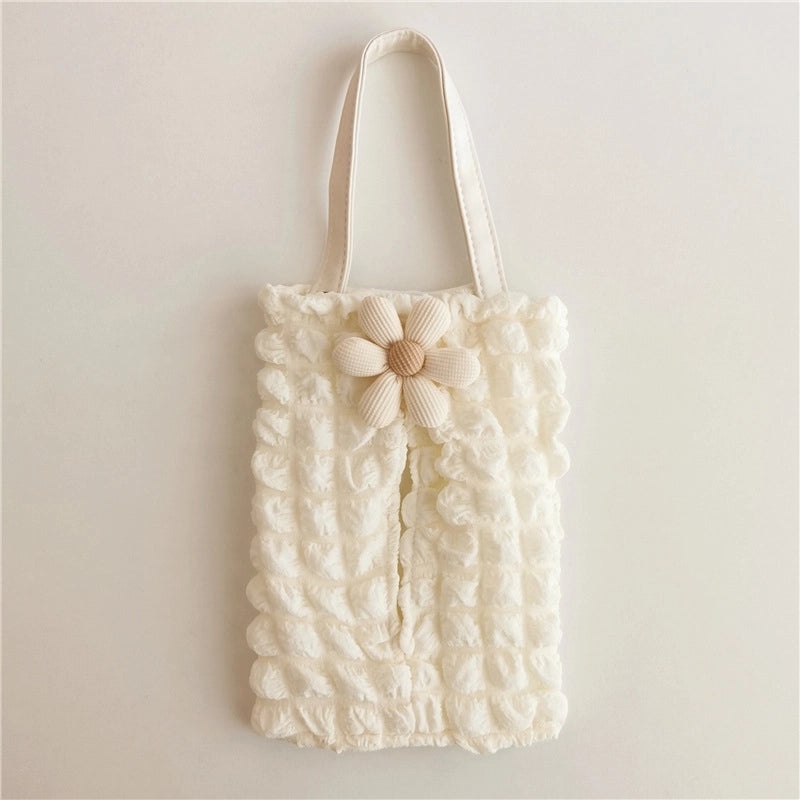 Casual Solid Color Bubble Fiber Fabric Tissue Dispenser for Vacation Use|Home & Living Accessories