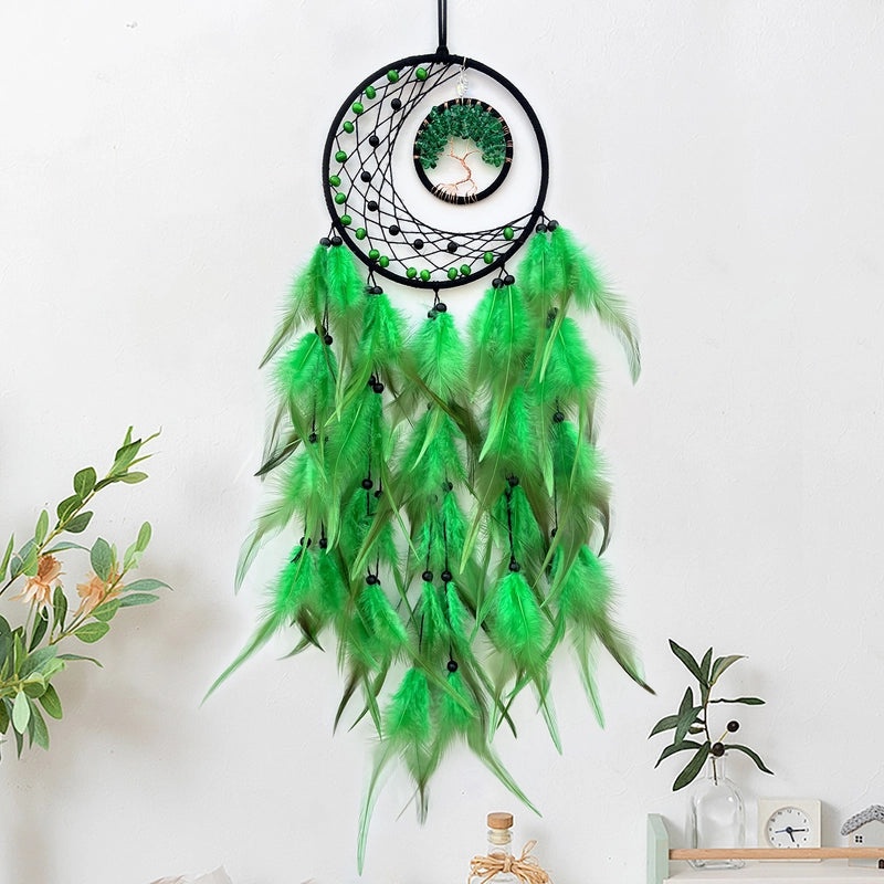 Handmade Dream Catcher Wall Hanging Feather Mesh Decoration Nordic Style Tree of Life Craft | Home Decor