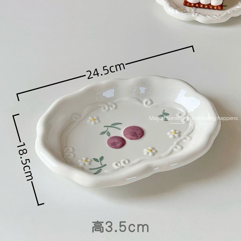 Charming Floral Porcelain Plate Single Piece|Home Decor