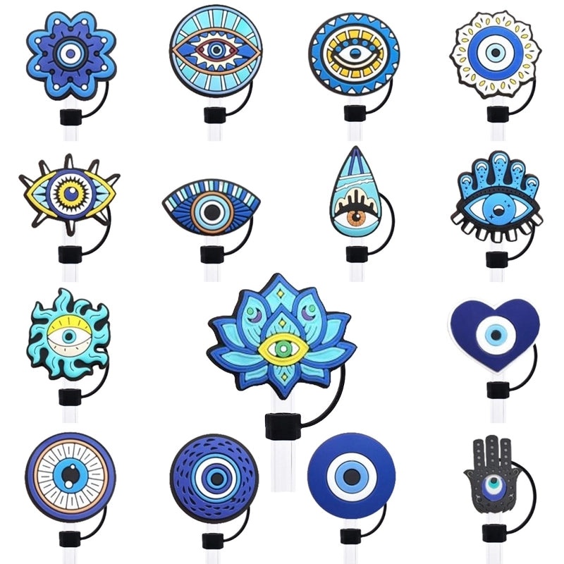 Devil's Eye Silica Gel Straw Cap Casual and Stylish Decorative Top 1 Piece|Drinkware Accessories