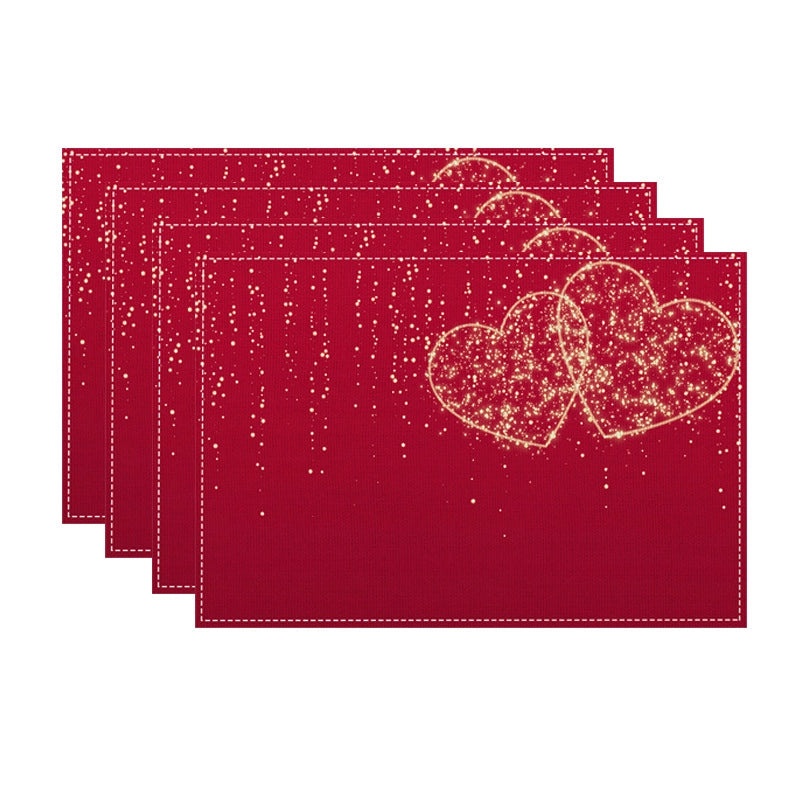 Romantic Minimalist Heart Letter Linen Placemat for Valentine’s Day | Home Decor & Tableware