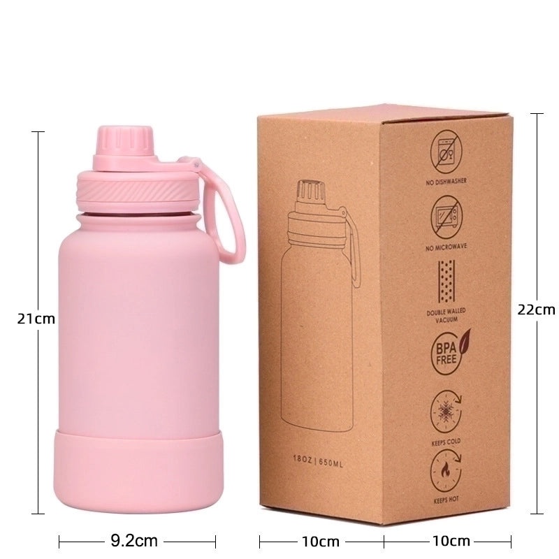 Stylish Solid Color Stainless Steel Water Bottle with Silicone Sleeve 1 Piece|Drinkware & Bottles