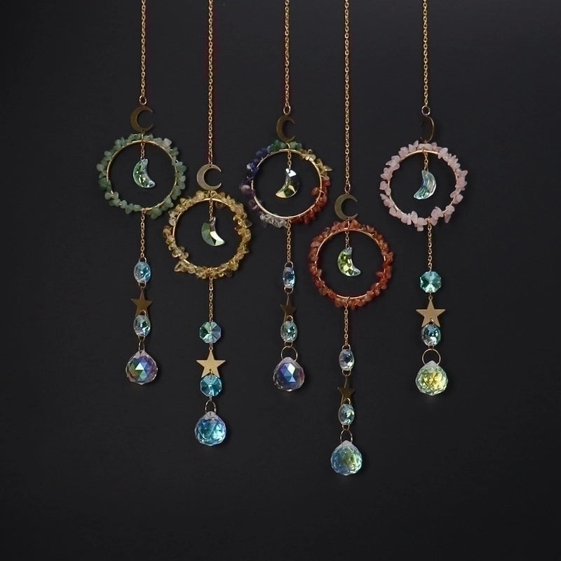 Star Moon Copper Pendant with Artificial Crystals | Jewelry & Accessories