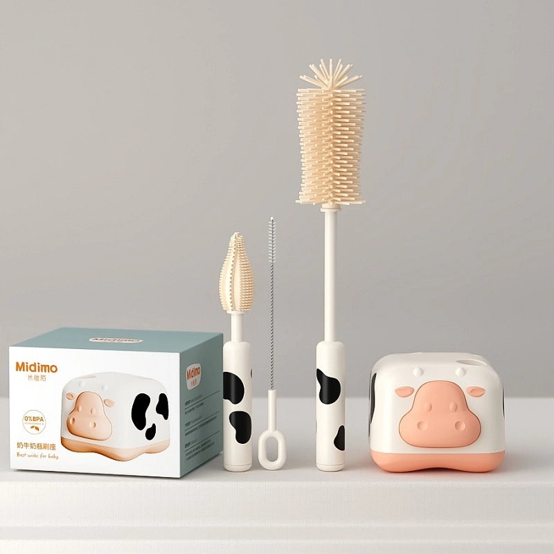 Portable Silicone Baby Bottle Brush Set with Drain Rack | Baby & Child Care Accessories