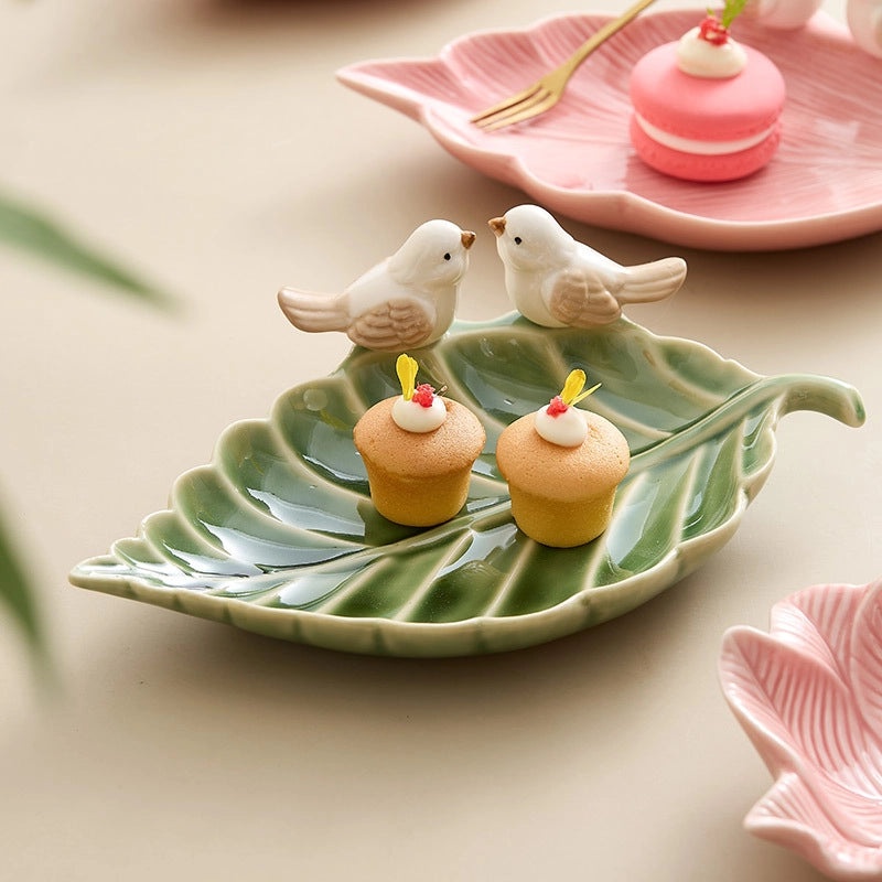 Ceramic Bird Jewelry Tray Cute Dim Sum Plate Creative Storage Rack Soap Dish Light Luxury Organizer|Jewelry Storage & Organization