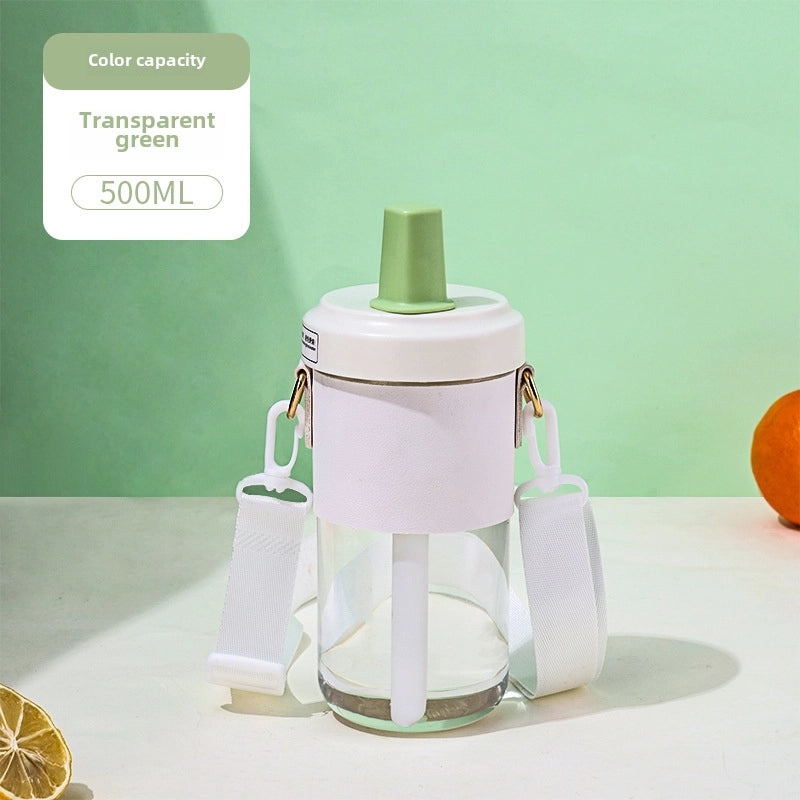 Creative Large Capacity Plastic Straw Cup with Portable Rope for Girls | Outdoor Sports Drinkware