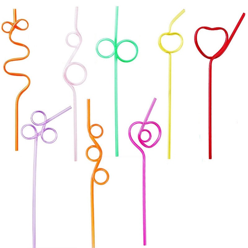 32 Pieces Valentine's Day Kids Straw Set Reusable Crazy Straws with Greeting Cards|Kids Party Supplies