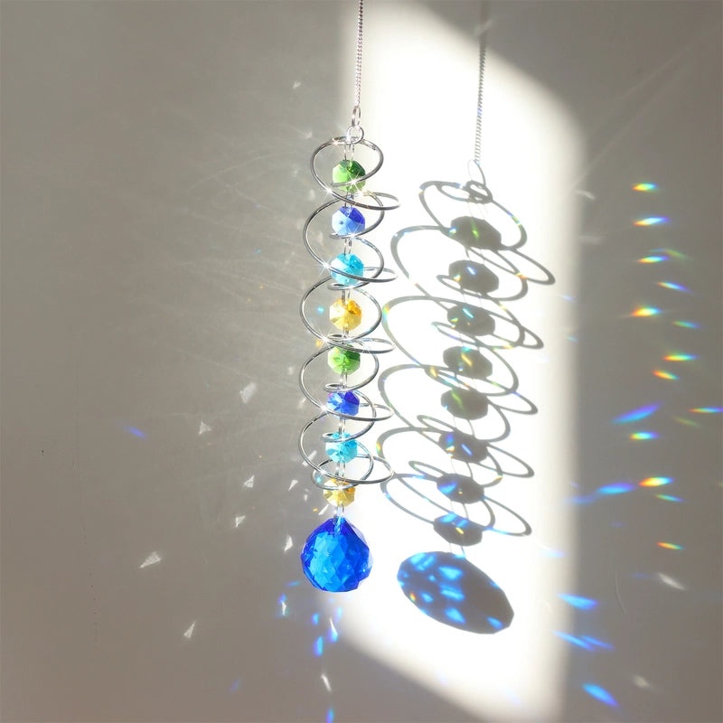Elegant Spiral Glass Suncatcher Wind Chime for Home Decor | Outdoor & Indoor Wall Art