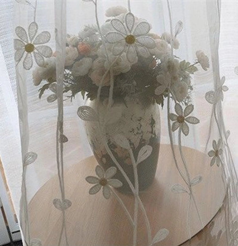 Luxury White Embroidered Mesh Curtains Retro Style Half-Light Yarn Sheer Drapes for Living Room Balcony|Home Decor Curtains