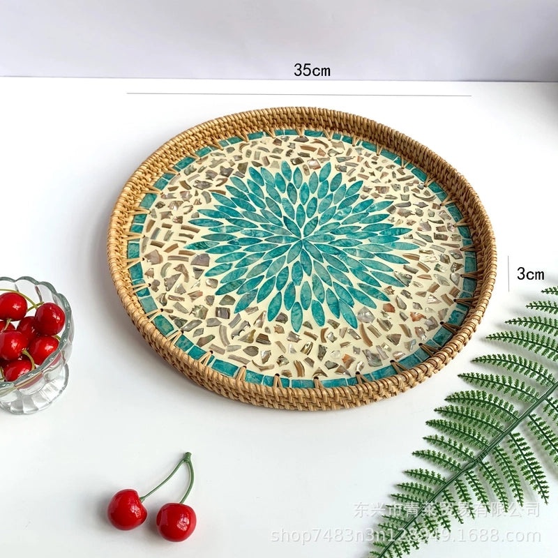 Natural Floral Grass Shell Fruit Tray|Home Decor Tableware