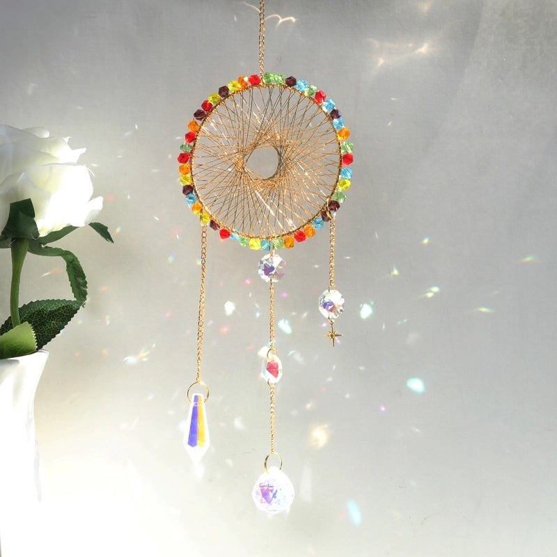 Elegant Star and Moon Crystal Suncatcher Wind Chime | Home Decor & Wall Art