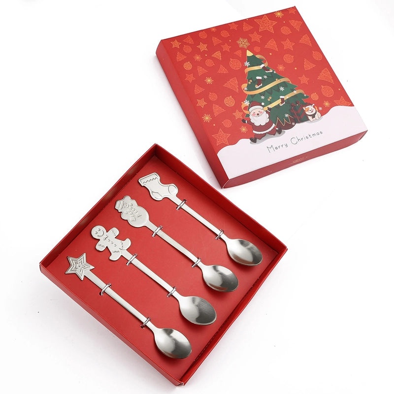 Festive Cartoon Stainless Steel Christmas Tableware Set for Kids | Kitchen & Dining