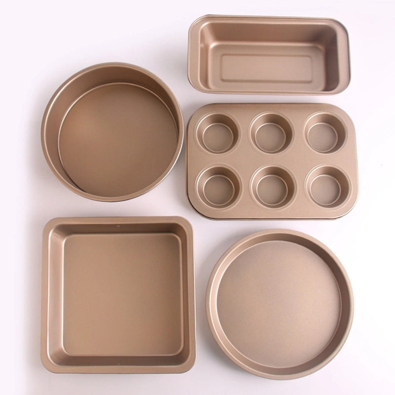 Non-stick Thickened Golden Baking Tray Set for Oven Pizza Bread Cake Novice Friendly|Kitchen Bakeware