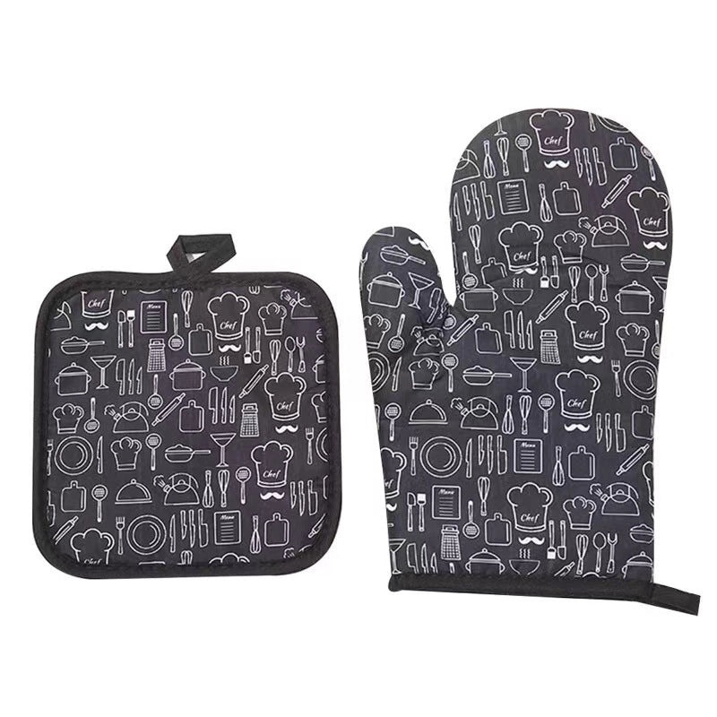 耐热加厚厨房手套防烫耐高温烘焙微波炉用隔热手套套装|厨房用品