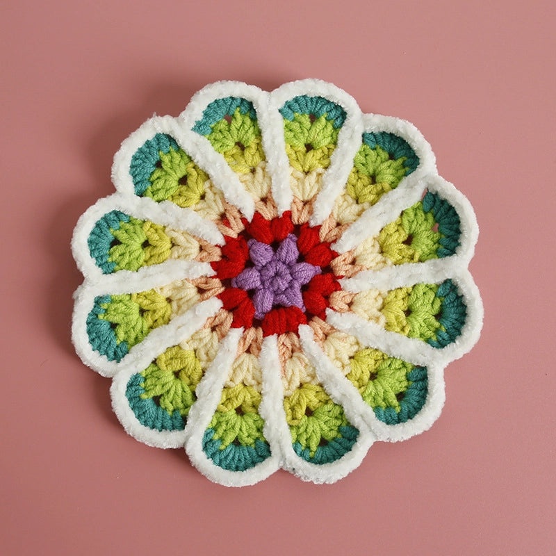 Handmade Gradient Wool Coaster, Round Crocheted Plate Mat | Home Decor & Kitchen Accessories