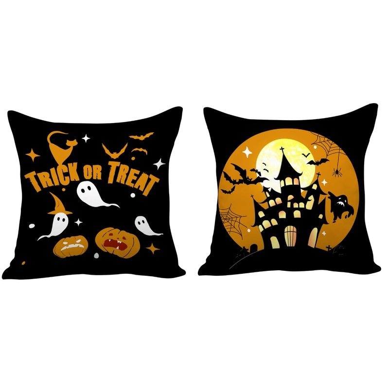 Halloween Minimalist Pumpkin Ghost Linen Pillow Covers for Couch Sofa Decor | Home Decor Pillows