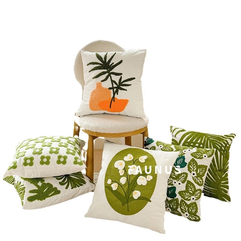 Minimalist Cotton Linen Plant Print Pillow Covers for Couch Sofa Decoration|Home Decor Pillows