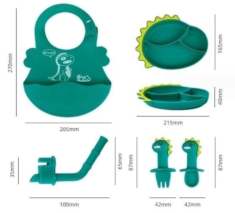 Adorable Dinosaur Silicone Spoon and Plate Set for Kids | Baby & Kids Tableware