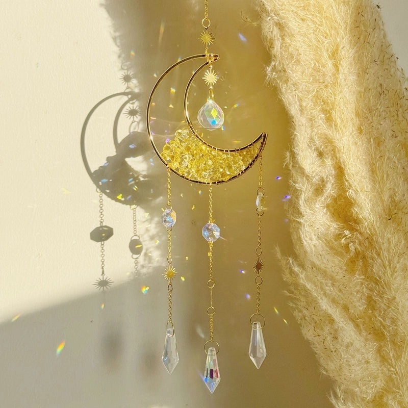 Elegant Pastoral Moon Pendant with Artificial Crystals | Jewelry & Accessories