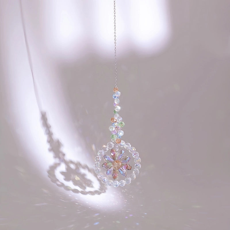 Minimalist Floral Crystal Glass Suncatcher Wind Chime Wall Decor | Home Decor Accessories